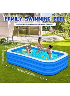 VUCATIN Inflatable Swimming Pool Thickened Full-Sized Above Ground Kiddie Inflatable Family Swimming Lounge Pool Outdoor Toys for Kids & Adults Blow up Pool for Backyard Patio (260 x 160 x 60 cm（L x W x H）)  - Image 2