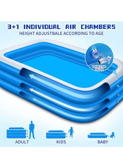 VUCATIN Inflatable Swimming Pool Thickened Full-Sized Above Ground Kiddie Inflatable Family Swimming Lounge Pool Outdoor Toys for Kids & Adults Blow up Pool for Backyard Patio (260 x 160 x 60 cm（L x W x H）)  - Image 3