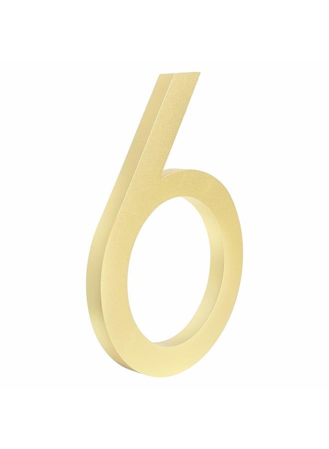 HASWARE Floating House Number 4 inch Stylish Door Numbers Alphabet Plaque Street Home Address Numerals (Small 6, Golden) - Image 1