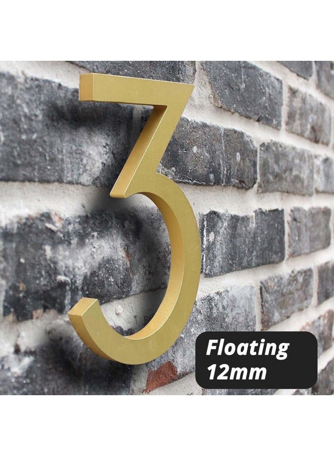 HASWARE Floating House Number 4 inch Stylish Door Numbers Alphabet Plaque Street Home Address Numerals (Small 6, Golden) - Image 3
