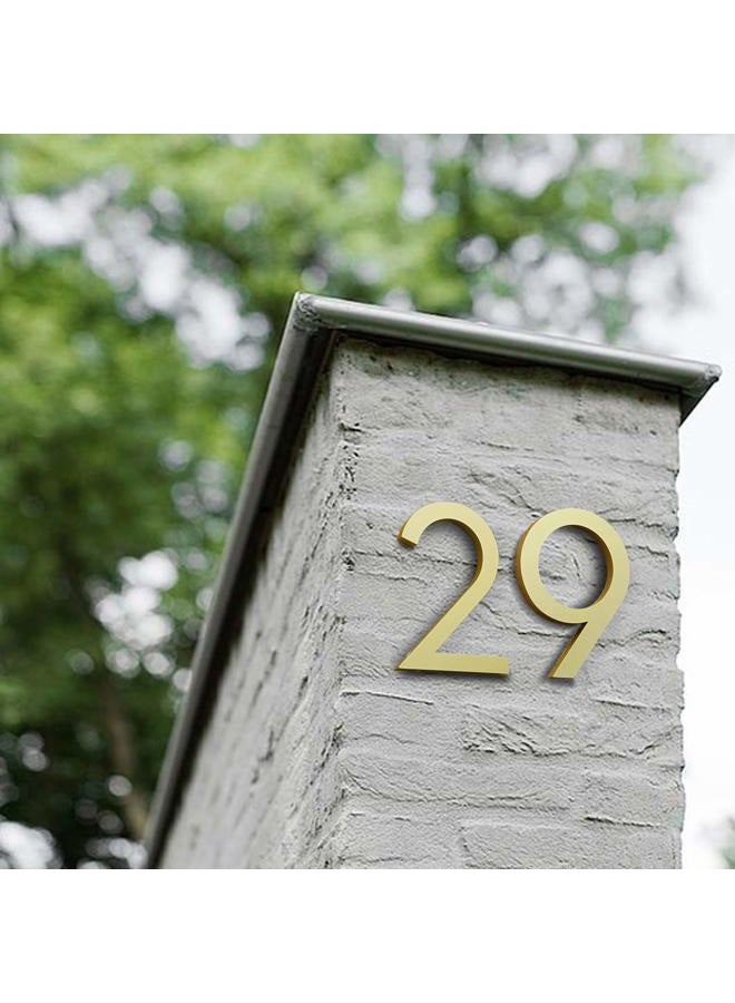 HASWARE Floating House Number 4 inch Stylish Door Numbers Alphabet Plaque Street Home Address Numerals (Small 6, Golden) - Image 2