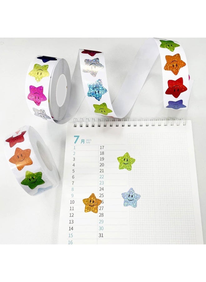 500Pcs Star Stickers,Smiley face Star Stickers for Kids Reward 1inch 8 Colored Sparkly Foil Star Stickers for Behavior Chart,Student Planner and School Classroom Teacher Supplies - Image 3