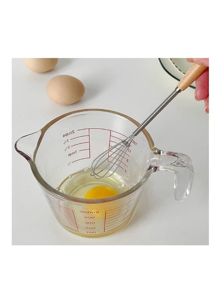 Generic - "Small Manual Egg Beater - Stainless Steel Whisk with Wooden Handle for Making Cream Foam and Drizzling Sauces in Small Bowls, Perfect for Whipping Eggs, Cooking, and Mixing Ingredients" - Image 1