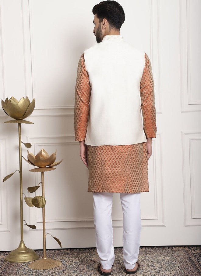 SOJANYA Ethnic Motifs Woven Design Kurta Set - Image 4