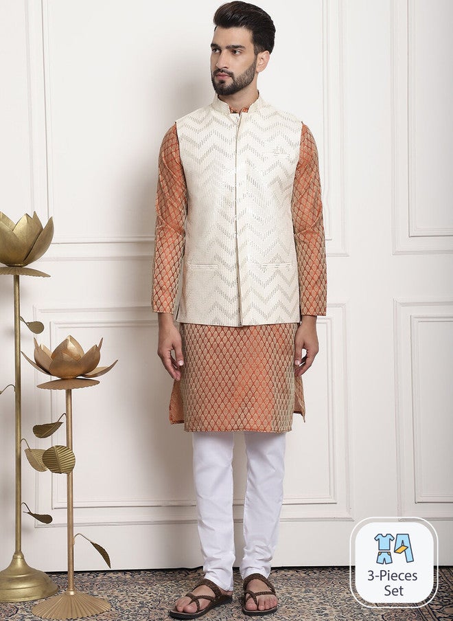 SOJANYA Ethnic Motifs Woven Design Kurta Set - Image 1