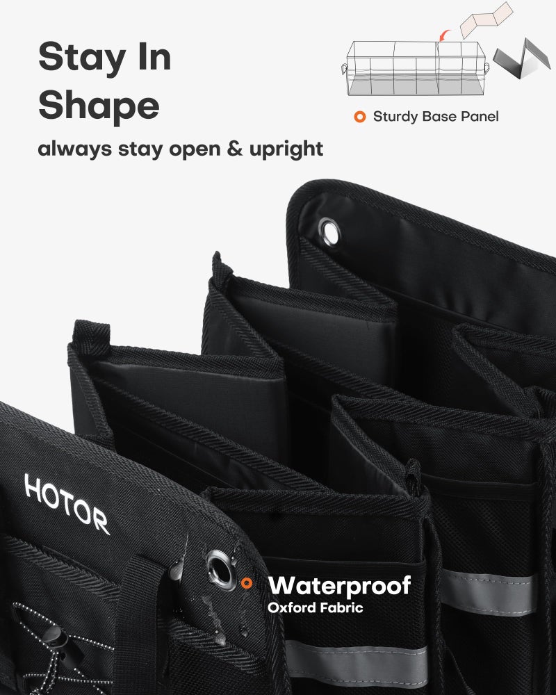 HOTOR Trunk Organizer for SUV â€“ Car Storage Box with Reflective Strips, Collapsible Car Organizer with Large Capacity, Essential Car Accessories for Truck, Van & Sedan, Black, 33.1" x 13.0" x 12.0" - Image 2
