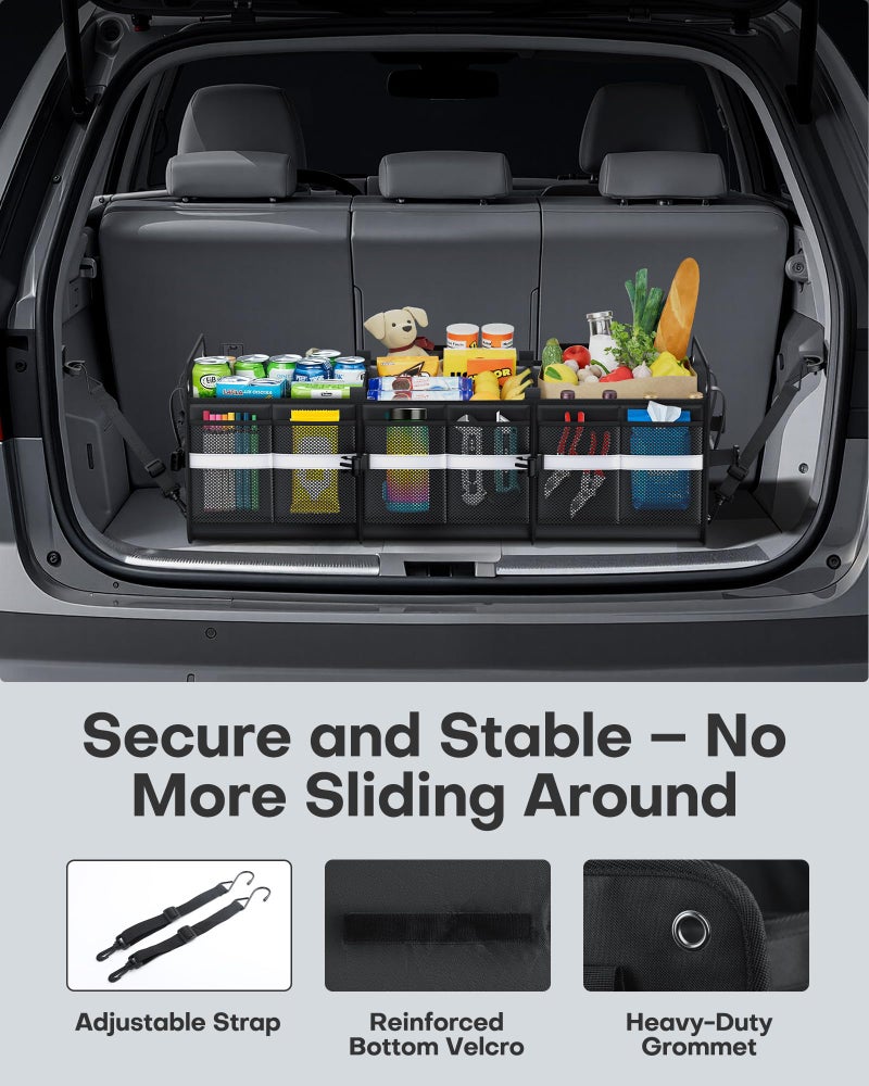 HOTOR Trunk Organizer for SUV â€“ Car Storage Box with Reflective Strips, Collapsible Car Organizer with Large Capacity, Essential Car Accessories for Truck, Van & Sedan, Black, 33.1" x 13.0" x 12.0" - Image 5