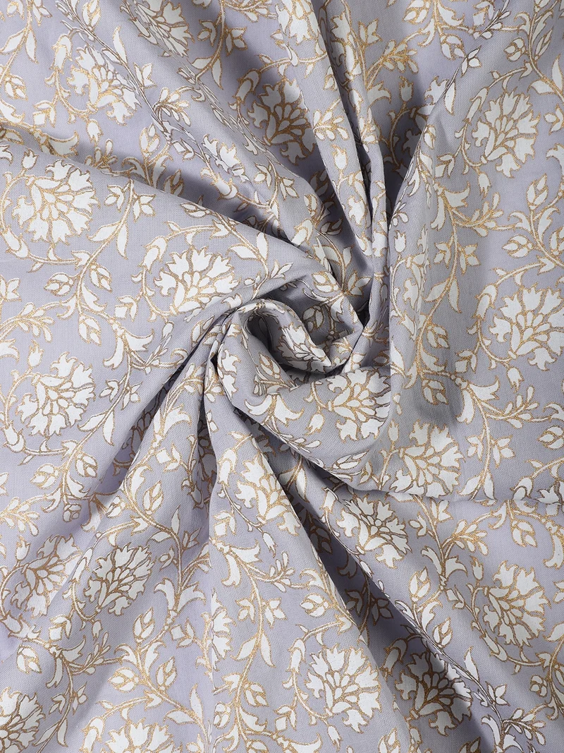 أيه كيه إس Mauve Floral Vine Block Print Fabric