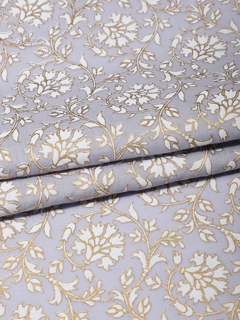 أيه كيه إس Mauve Floral Vine Block Print Fabric