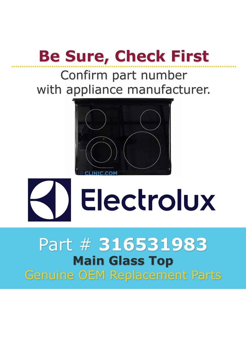 Electrolux GENUINE Electrolux 316531983 Main Glass Top Black  - Image 2