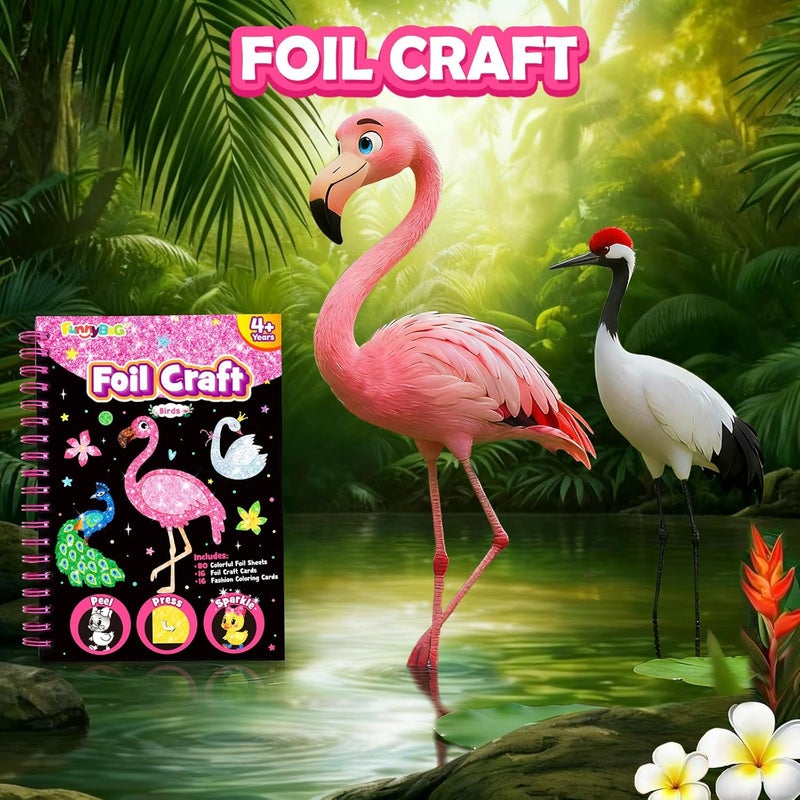 FUNNYB&G Foil Art Kit - Foil Crafts for Kids, Toys for Girls 4-10 Years Old, No Mess Travel Essentials, Kids Toys, Girls Gifts, Birthday Gift, Coloring Books for Kids - Image 3