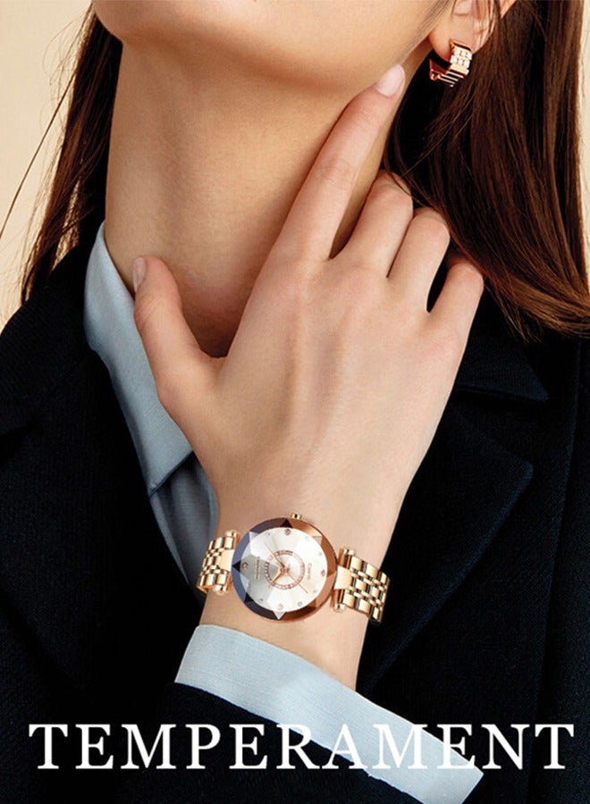 SENO Ocean Heart Quartz Watch, Starry Diamond Dial, Solid Steel Strap, Waterproof Ladies' Watch, Luxury Wristwatch - Image 3