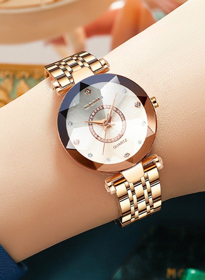 SENO Ocean Heart Quartz Watch, Starry Diamond Dial, Solid Steel Strap, Waterproof Ladies' Watch, Luxury Wristwatch - Image 2