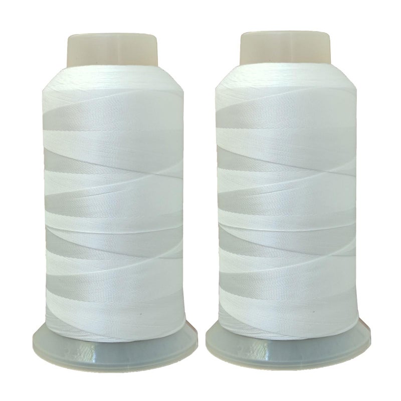 Polyester Thread Heavy Duty Bonded UV Resistant Outdoor Thread 69 T70 Size 210D3Ply for Marine Upholstery Leather Sewing Crafts 3000Yards Pack of 2 White