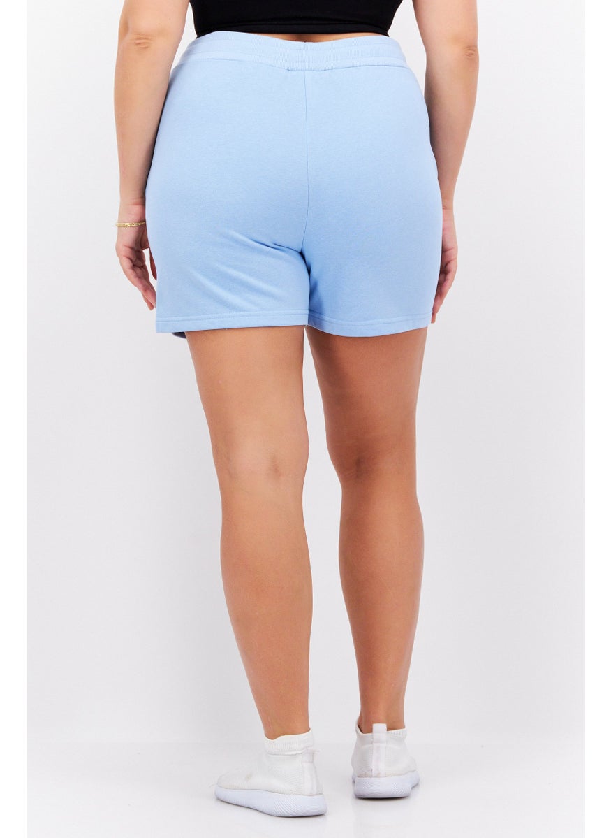 ELVIS Women Side Pocket Drawstring Basic Shorts, Dusty Blue  - Image 3