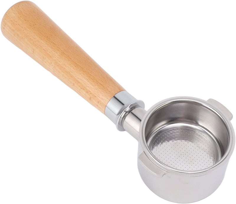 Fdit 51mm Bottomless Portafilter 2 Ear, Stainless Steel Portafilter for EC0310 & Coffee Machines, Detachable Design for - Professional Extraction Tool (Type A2 Beech Wood) - Image 1