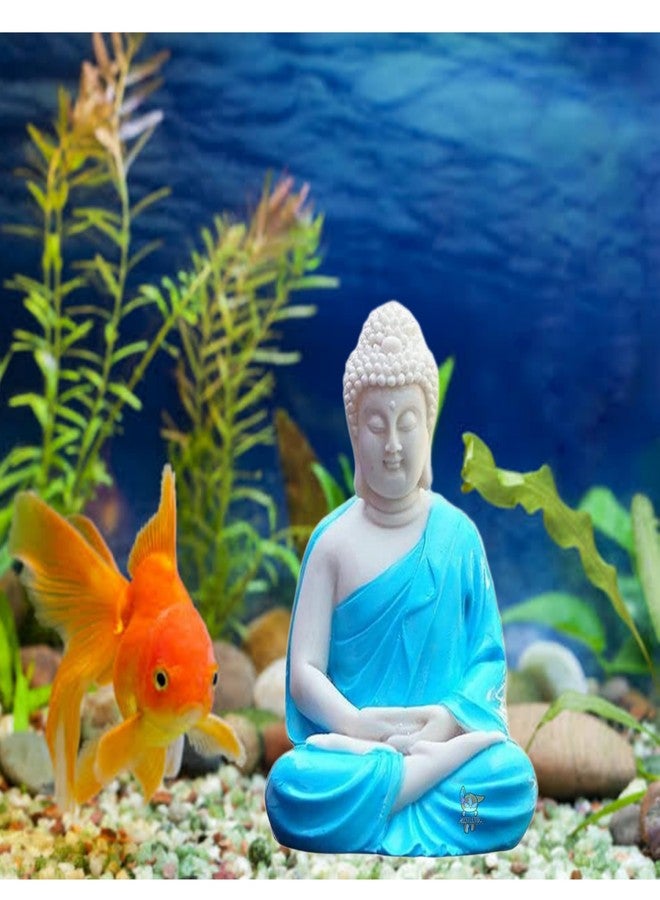 Mistletoe Handcrafted Dhyan Buddha Statue Aquarium Pond Fountains and Water or Fish Tank (Blue) - Image 1