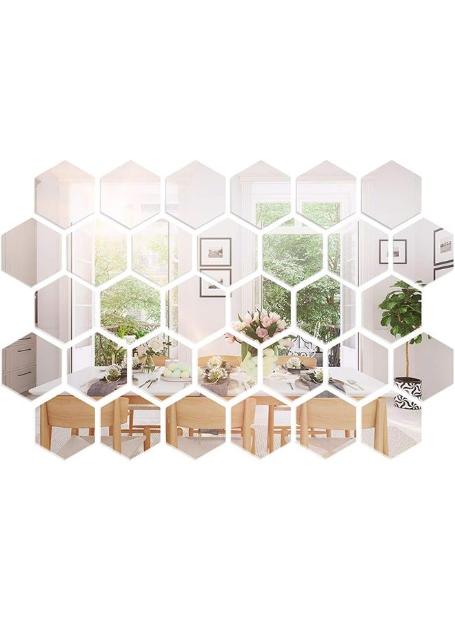36PCS Hexagonal Acrylic Mirror Wall Stickers - Self-Adhesive and Removable Decorative Mirrors, 3D Geometric Design for Bedrooms, Living Rooms, Bathrooms, Offices, And Gyms, Easy to Install, Shatterproof u0026 Modern Home Decor - Image 1