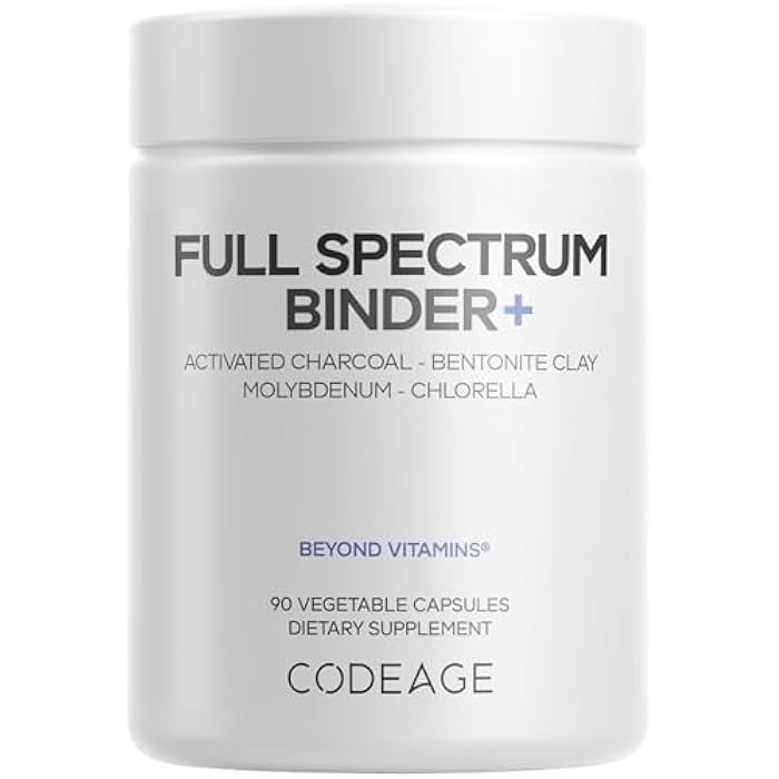 Codeage Binder + Systemic Binder Supplement - Activated Charcoal Pills, Bentonite Clay Mineral Powder, Fulvic & Humic Acids, Molybdenum, Carbon Forms - 90 Capsules - Image 1