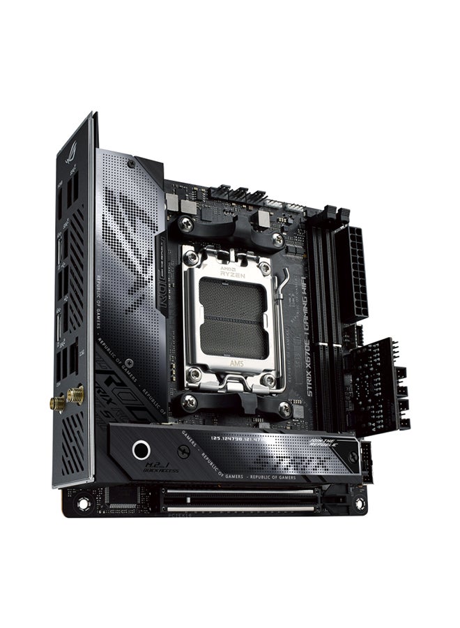 ASUS Rog Strix X670E-I Gaming Wifi Mini-ITX Motherboard, AMD AM5 Socket, AMD X670 Chipset, 2xDIMM, Max 64GB DDR5, WiFi 6E 6GHz, 2xM.2 Slots,1xPCIe 5x16, 1x HDMI/2xUSB4 | 90MB1B70-M0EAY0 Black - Image 3