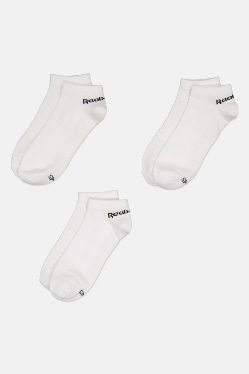 Reebok Men Brand Logo Low Cut Socks, White - Image 3