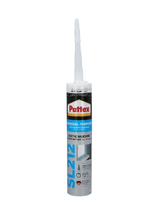Pattex High-Quality General Purpose Acetic Silicone Sealant White 280 ml 2637448 - Image 1