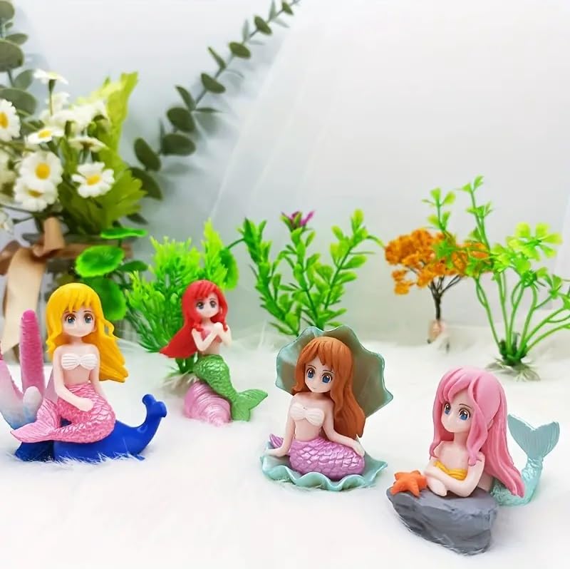 VAYINATO ® Miniature Mermaid Cute Resin Toys for Aquarium Fish Tank Decoration and Desk, Terrarium, Cake and Indoor DIY Decorations (4 Pcs Mermaid) by Petzlifeworld - Image 3