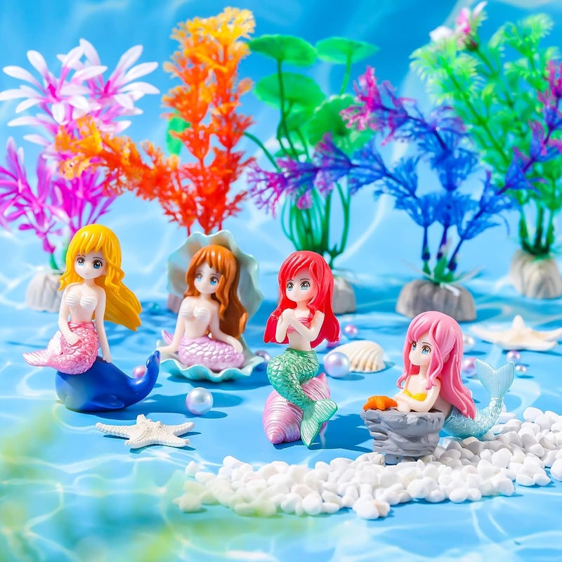 VAYINATO ® Miniature Mermaid Cute Resin Toys for Aquarium Fish Tank Decoration and Desk, Terrarium, Cake and Indoor DIY Decorations (4 Pcs Mermaid) by Petzlifeworld - Image 4