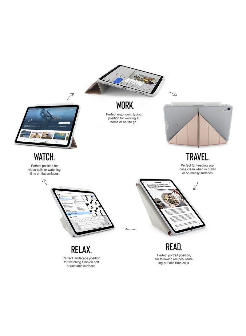 Pipetto Origami No3 Pencil Case for Apple iPad AIR 11 inch case (2024) M2 iPad Air 10.9 inch (2022/2020) 6th / 5th / 4th Generation Smart Cover with 5 in 1 Stand - Metallic Pink - Image 2