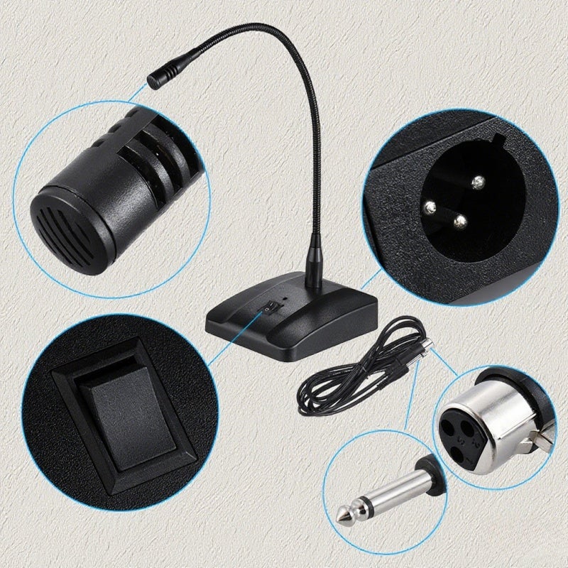 ويسري ميكروفون مكثف، كابل 3M XLR إلى 1/4 بوصة، نمط التقاط قلبي الشكل، حساسية عالية، عمود مرن بطول 40 سم، ميكروفون سطح مكتب للمؤتمرات والراديو - Image 4