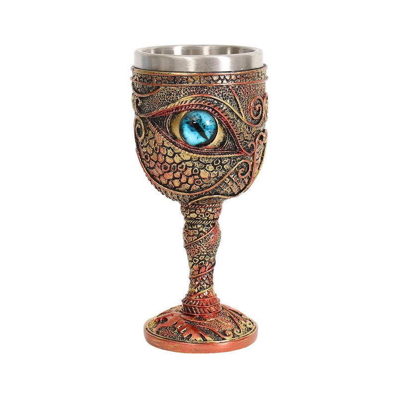 Ottalent Stainless Steel The Eye of The Dragon Wine Goblet ChaliceDungeons and Dragons Medieval DragonWine Cups 7ozMens Gift Blue Eyes
