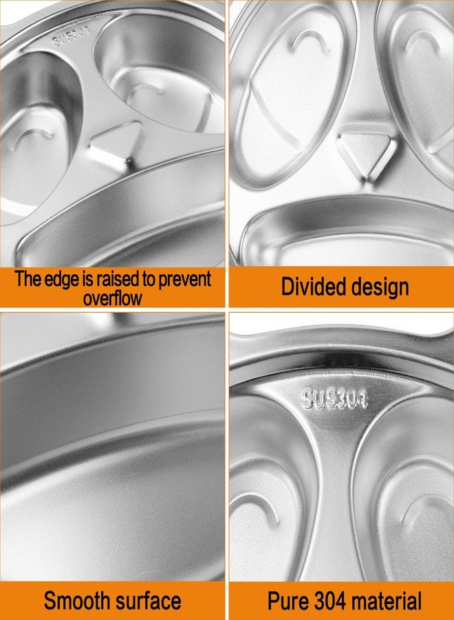 Nexboraque 4 Pack 304 Stainless Steel Divided Plates Tray, 3 Compartment Divided Dinner Plate, Panda Shape Plates Portion Control Plates for Picky Eaters, Lunch, Camping - Image 3
