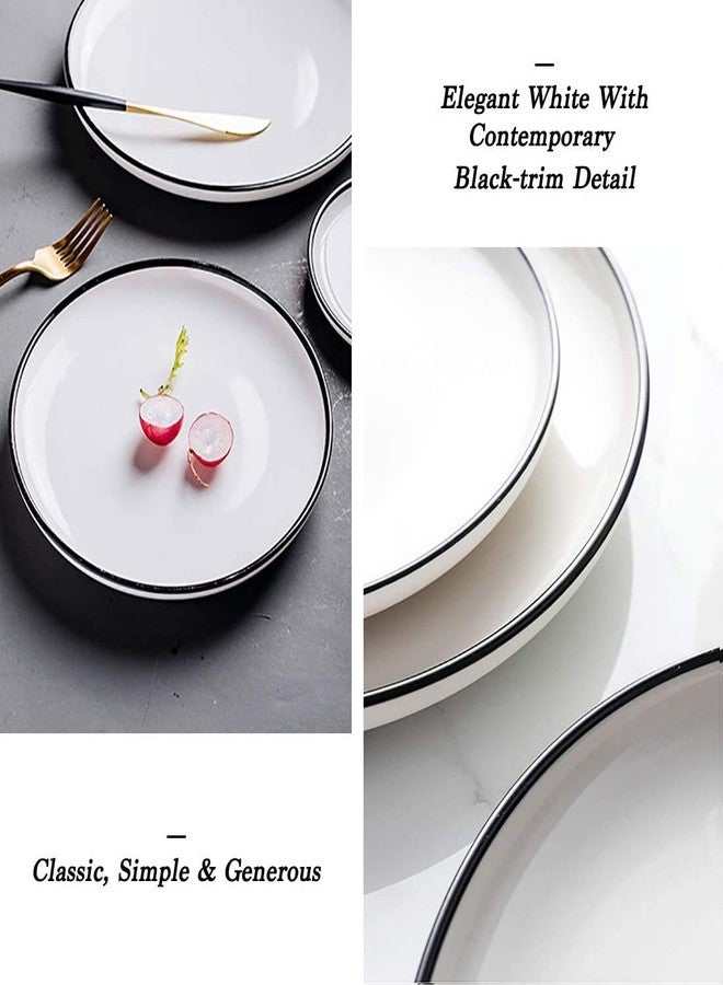 BonNoces 6-inch Small Porcelain Appetizer Plates, White with Black Edges Dinner Side Dishes Serving Plate, Dessert, Salad, Snacks Plate, Set of 6 - Image 5