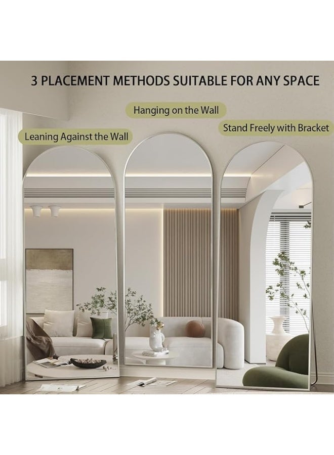 Y&D Full Length Mirror 155 *45 CM Arched Aluminum alloy Large Standing Dressing Mirror Hanging Leaning Against Wall Mounted Mirror with Stand for Bedroom Locker Room Living Room (Silver)  - Image 5
