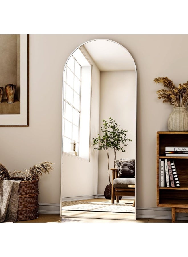 Y&D Full Length Mirror 155 *45 CM Arched Aluminum alloy Large Standing Dressing Mirror Hanging Leaning Against Wall Mounted Mirror with Stand for Bedroom Locker Room Living Room (Silver)  - Image 1