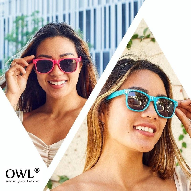 OWL Classic Vintage Sunglasses 80s Style with Clear Lens, Smoke Lens Nerdy Colorful Frames - Image 5