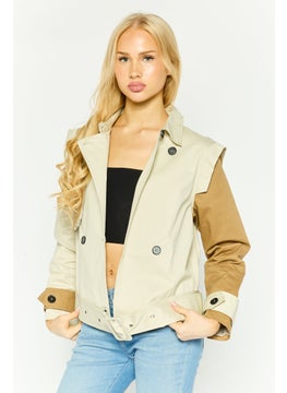 Women Cropped Trench Coat, Beige