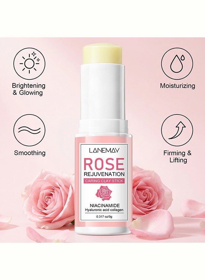 LANEMAY Rose Rejuvenation Clay Stick Mask,Niacinamide & Hyaluronic Acid Cleansing Mask Stick, Deep Pore Cleansing Oil Control, Hydrating & Brightening Face Mask for All Skin Types 9g - Image 4