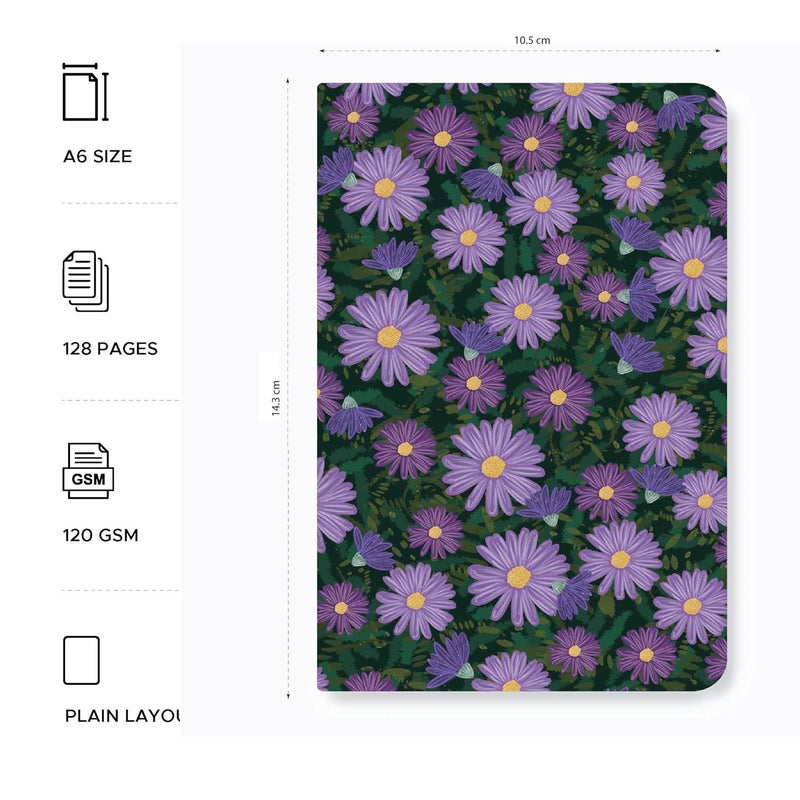 FACTOR NOTES دفتر رسم: بحجم جيب A6، سطح متوسط محبب ناعم 120 جرام (زهور صغيرة) - Image 2