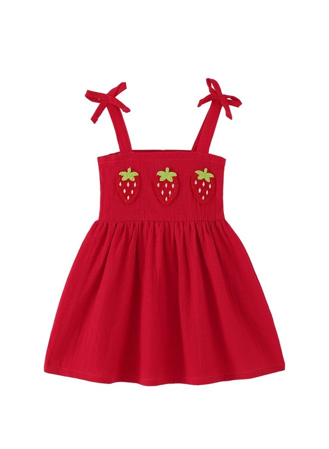 Mioglrie Baby Girl 6 9 Months Summer Dresses Infant Girls Clothes Red Strawberry Sundress Sleeveless Bow Decoration Halter Dress for Girls 6 12 Month - Image 1