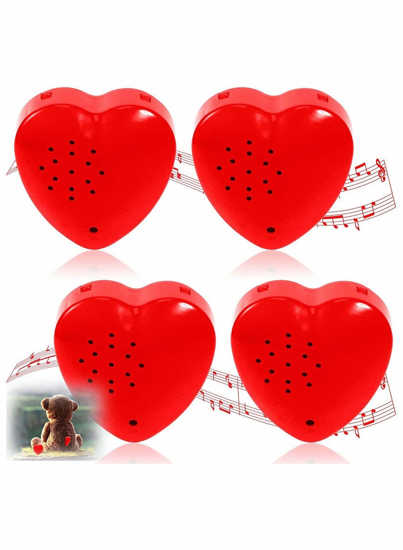 Zikra Voice Recorder for Stuffed Animal, 20 Seconds Stuffed Animal Voice Recorder Box, Bear Toy Push Button Sound Recorder, Heartbeat Recorder, Recording Device Sound Module for Toys, 4 Pcs (Red) - Image 1