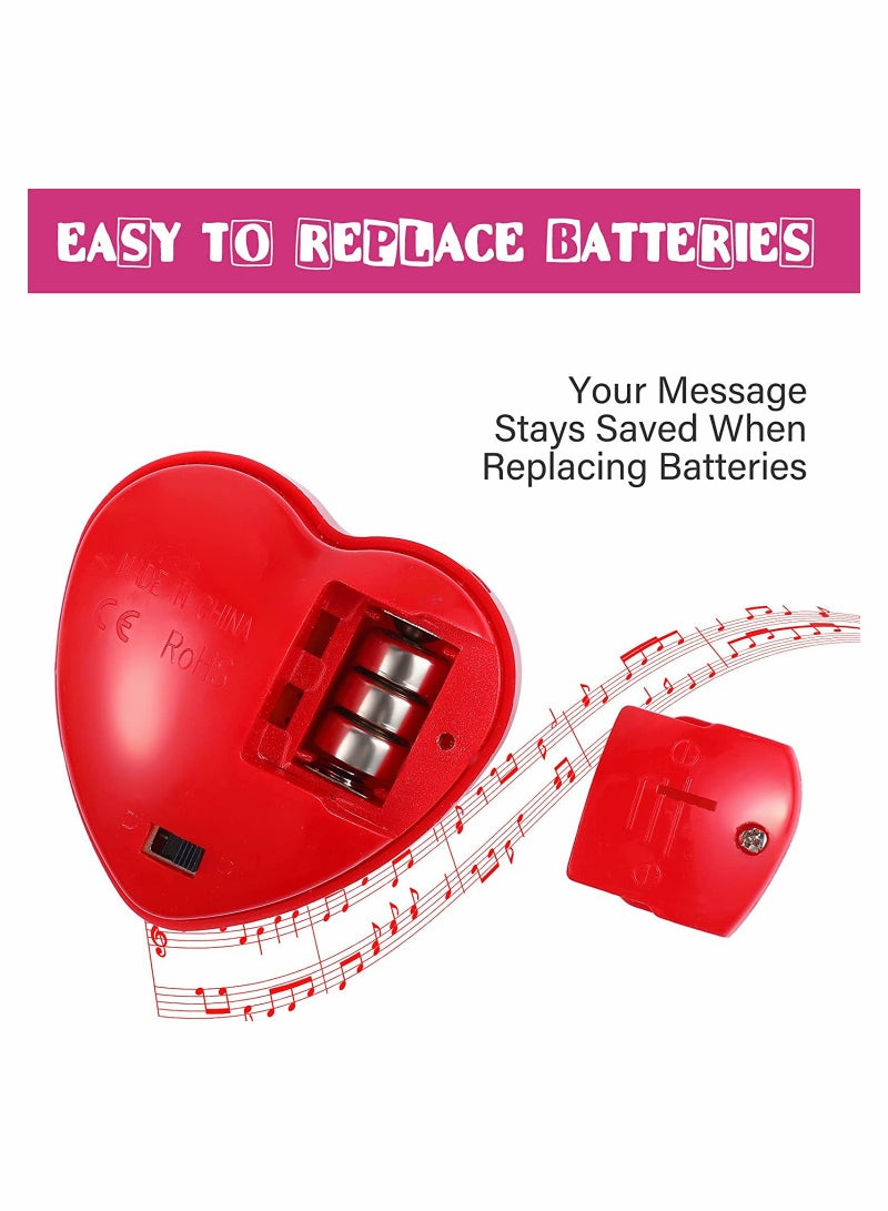 Zikra Voice Recorder for Stuffed Animal, 20 Seconds Stuffed Animal Voice Recorder Box, Bear Toy Push Button Sound Recorder, Heartbeat Recorder, Recording Device Sound Module for Toys, 4 Pcs (Red) - Image 3