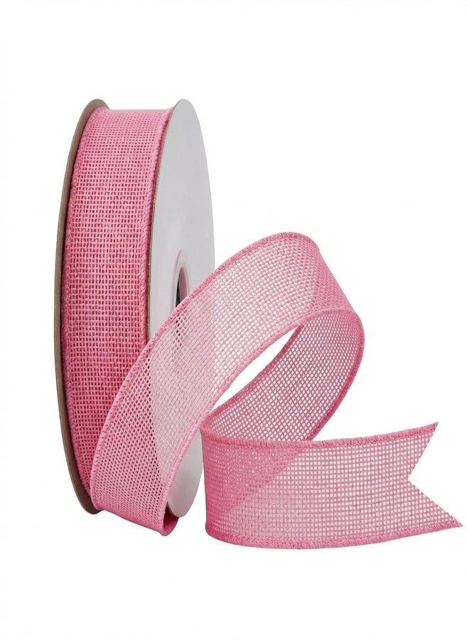 SDZMDL Pink Burlap Wired Ribbon 1-1/2 Inchx20 Yards, Ribbon with Wire Edge for Easter Big Bow, Wreath, Tree Decoration. - Image 1