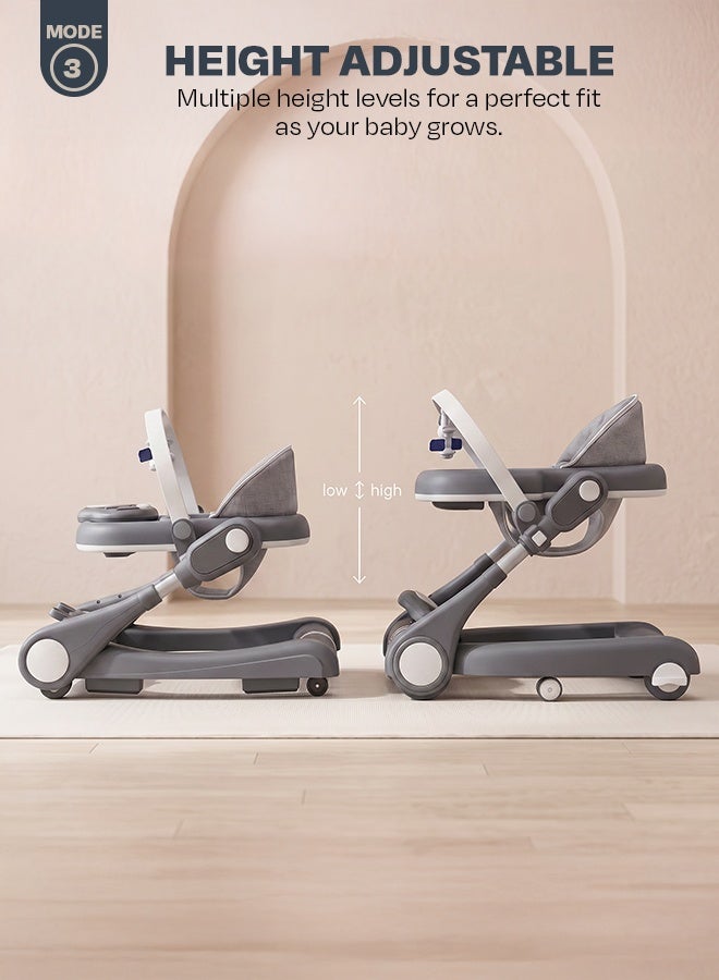 Baybee Premium 2 in 1 Baby Walker with Music & Push Walker for Kids | 3 Height Adjustable Toddler Walker | Removable Musical Activity Toy Bar, Hanging Toys & Food Tray | Foldable Walker for Baby Boys & Girls Dark Grey - Image 5