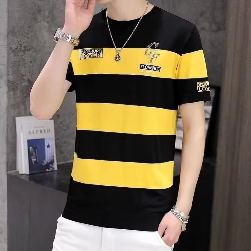 Ultra-thin Cool Breathable Short-sleeved T-shirt Summer Mens Young and Middle-aged Letters Round Neck Casual Half-sleeved T-shirt Khaki  - Image 2