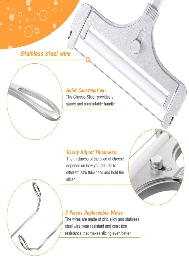 Patelai Stainless Steel Wire Cheese Slicers with Wire Adjustable Thickness Handheld Cheese Block Cutter for Cheddar Gruyere Raclette Mozzarella Charcuterie Kitchen Cooking Tools - Image 3