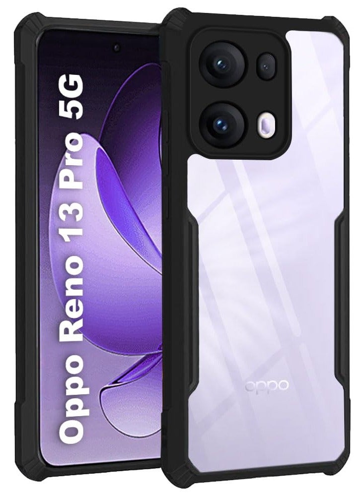 Case for Oppo Reno 13 Pro 5G Clear Cover Hard PC Back Cover with Shockproof TPU Black Border 360 Degree Impact Resistant non-Yellowing Transparent Cover For Oppo Reno 13 Pro 5G - Image 1