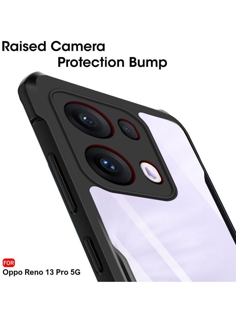 Case for Oppo Reno 13 Pro 5G Clear Cover Hard PC Back Cover with Shockproof TPU Black Border 360 Degree Impact Resistant non-Yellowing Transparent Cover For Oppo Reno 13 Pro 5G - Image 5