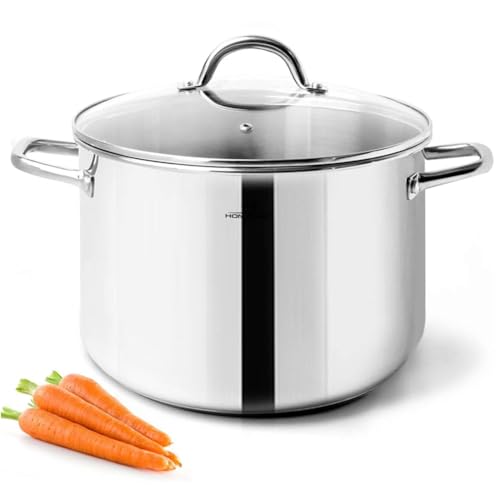 HOMICHEF Stock Pot 6 Quart Nickel Free Stainless Steel - 6 Qt Soup Pot With Lid and Handle - Small Cooking Pot 6 Quart - Ideal for Soup, Sauce, and Induction Cooking - Image 1