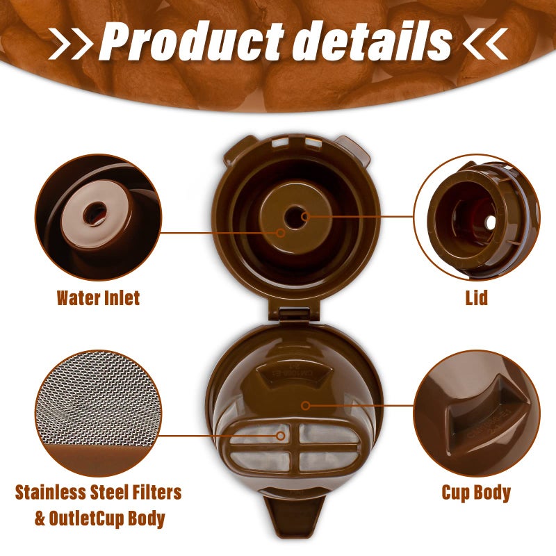 Ophjerg Single Serving Ground Coffee Brew Filter/Holder Basket for Hamilton beach flexbrew replacement parts 49957 49974 49976 49979 49957 49954 49947 49940 49950 49966 49968 Reusable coffee filter Brown (2) - Image 3